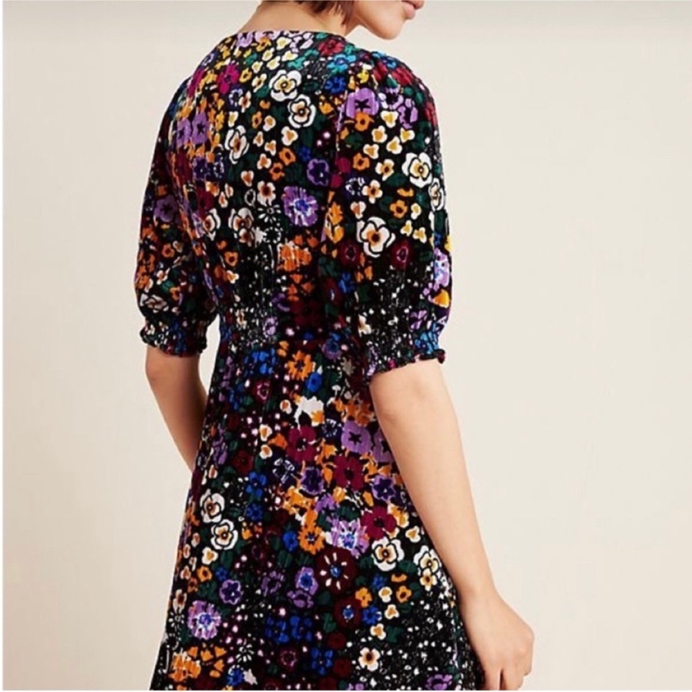 Anthropologie Francie Floral Velvet Dress Black Size 8 - Picture 3 of 9
